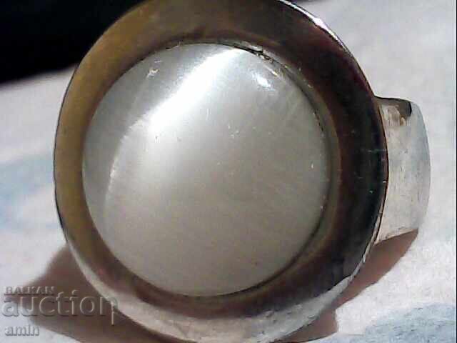 Ασημένιο, στιβαρό δαχτυλίδι Preston με σεληνόλιθο - 5