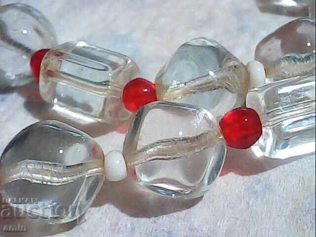 Auction  Beautiful quartz necklace with small ruby-type stones