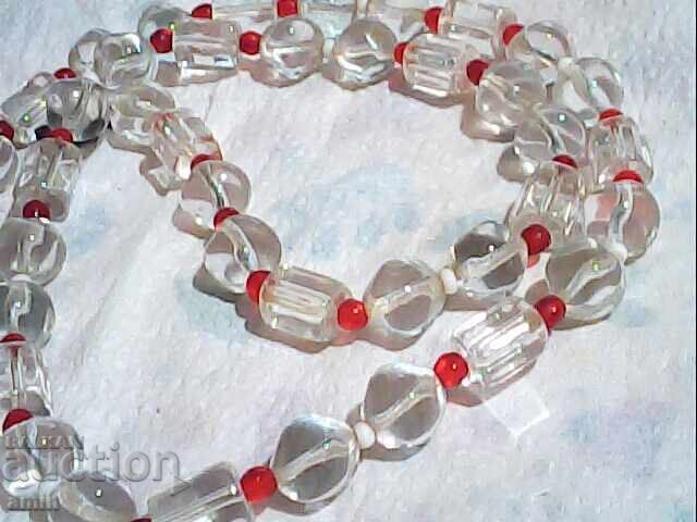 Beautiful quartz necklace with small ruby-type stones - 5