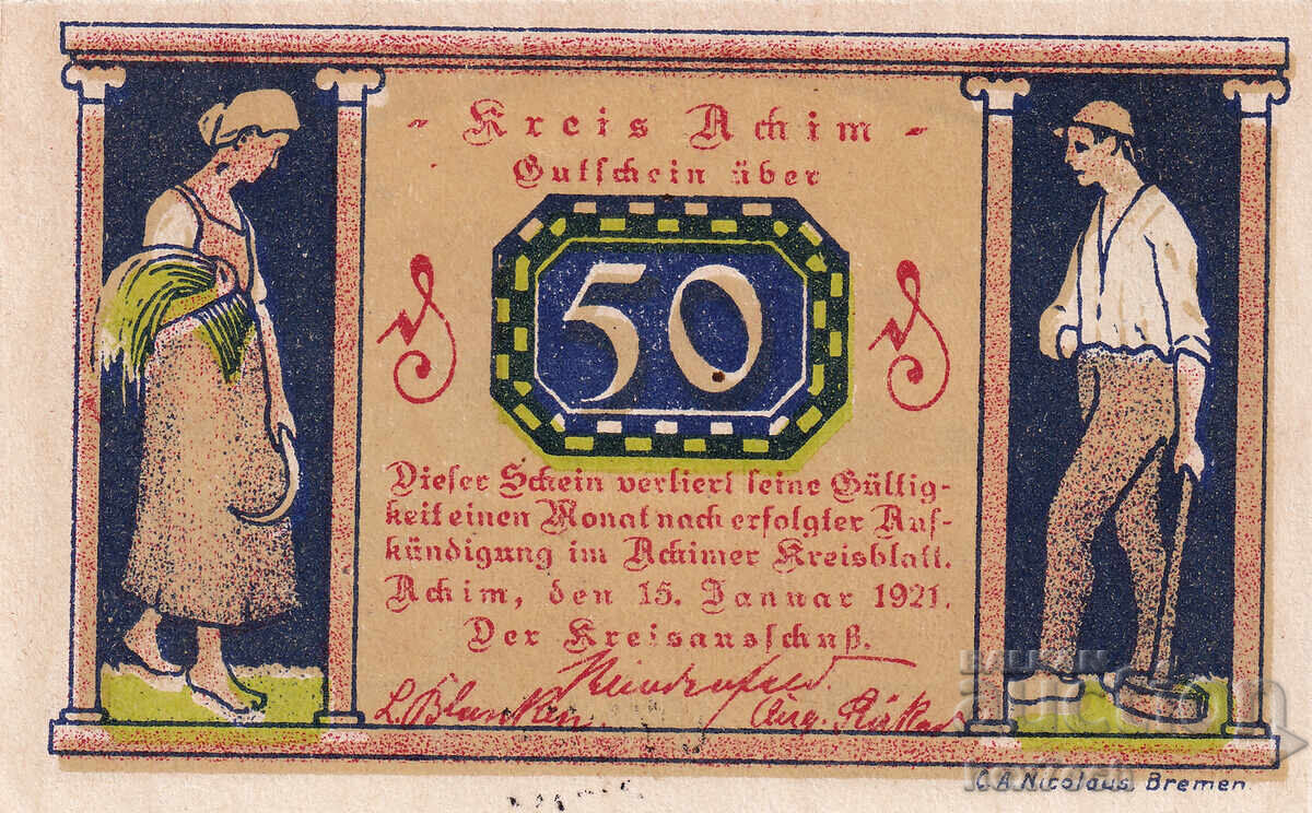 ❤️ ⭐ Germany Achim 1921 50 Pfennig UNC new ⭐ ❤️ with price € 2.04 | 3.99 BGN ❤️ ⭐ Germany Achim 1921 50 Pfennig UNC new ⭐ ❤️ with price € 2.04 | 3.99 BGN