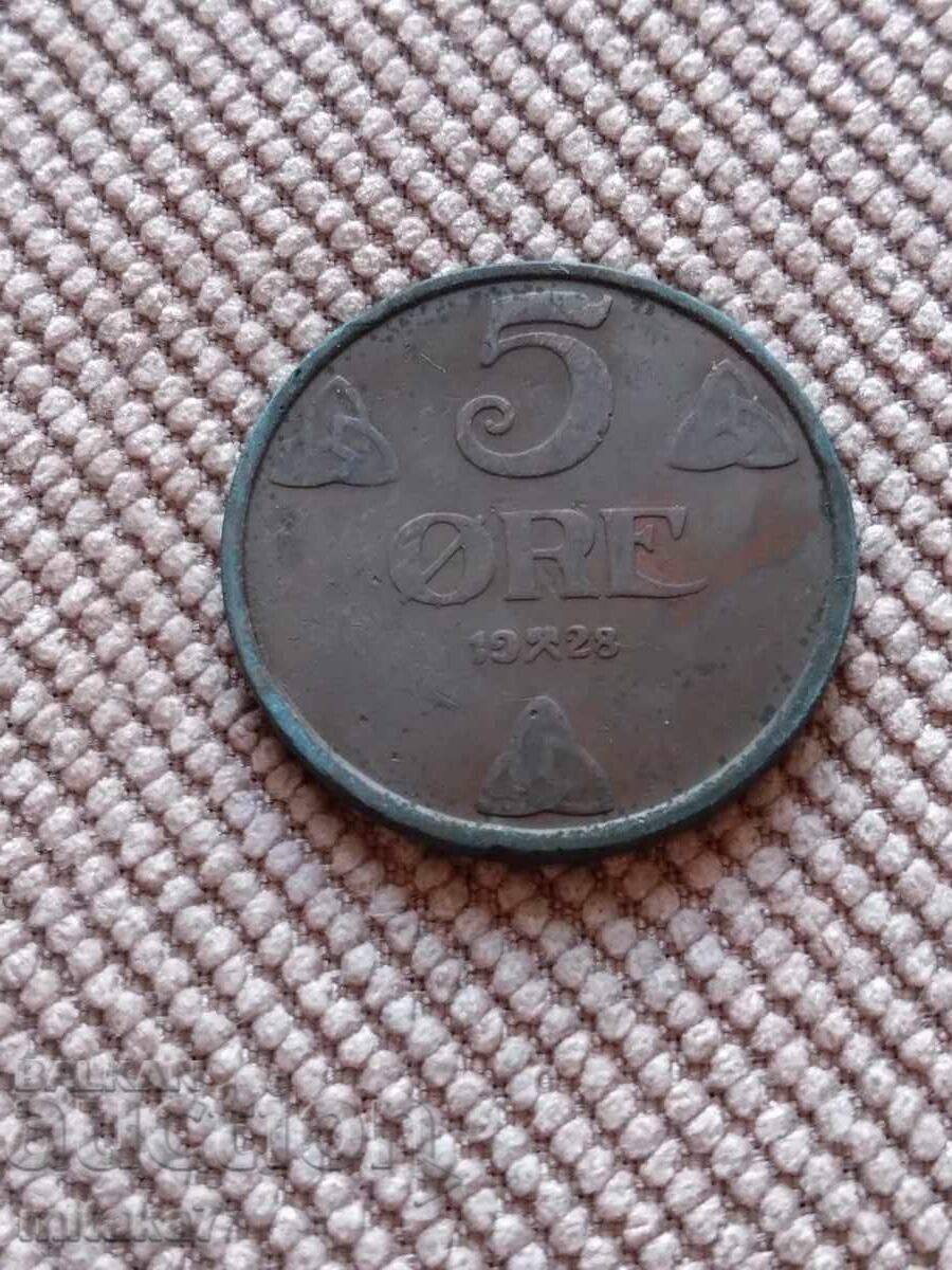 5 øre 1928, Norvegia 5 øre 1928, Norvegia