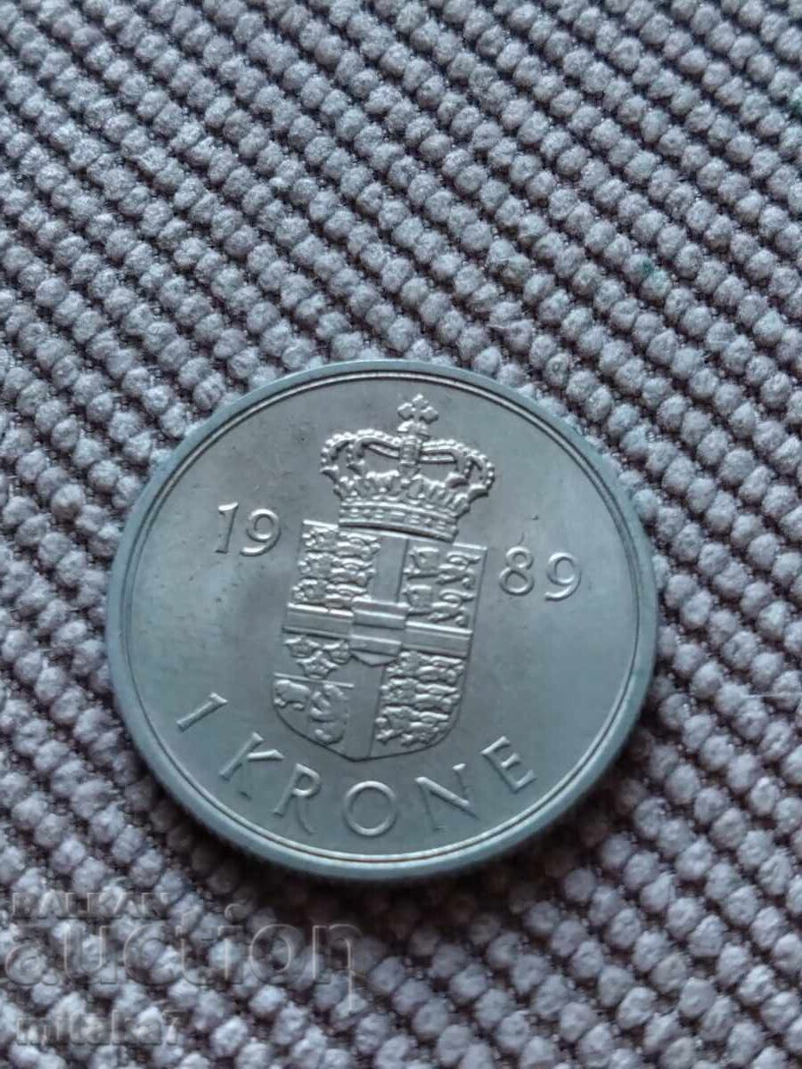 1 coroană 1989, Danemarca 1 coroană 1989, Danemarca
