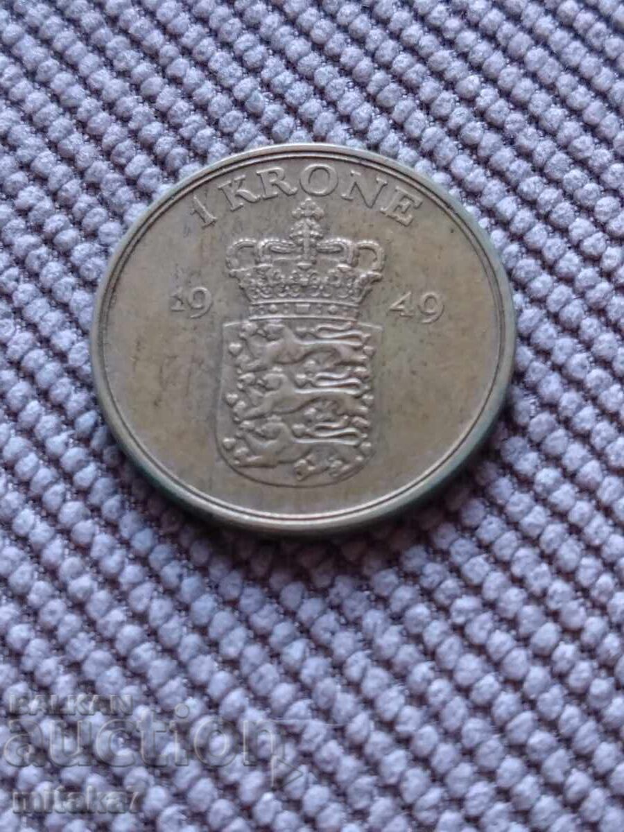 1 coroană 1949, Danemarca