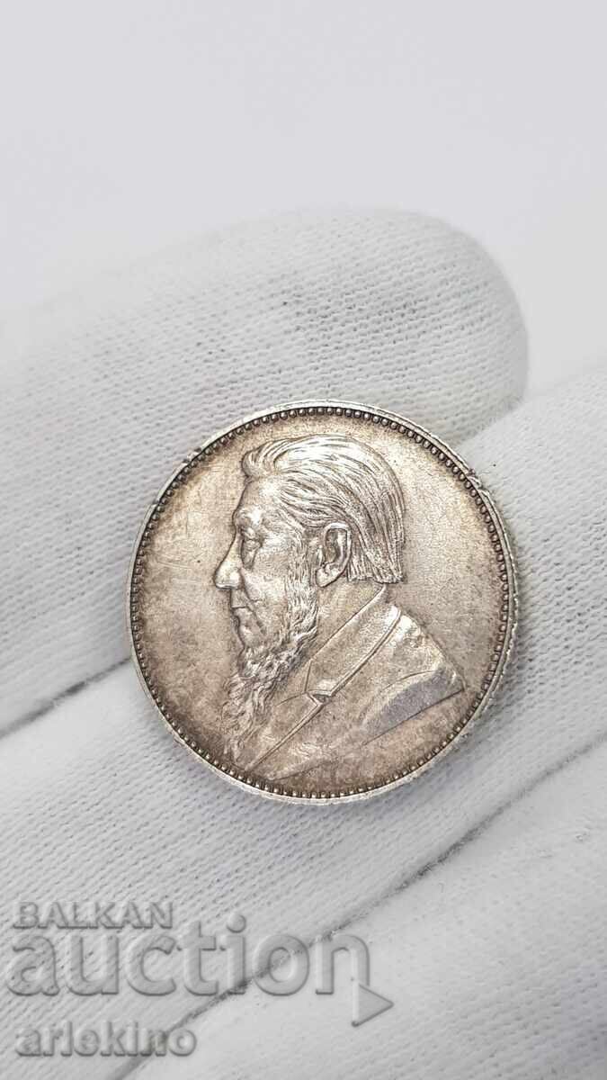 Рядка сребърна монета 1 шилинг 1897 Южна Африка - 5