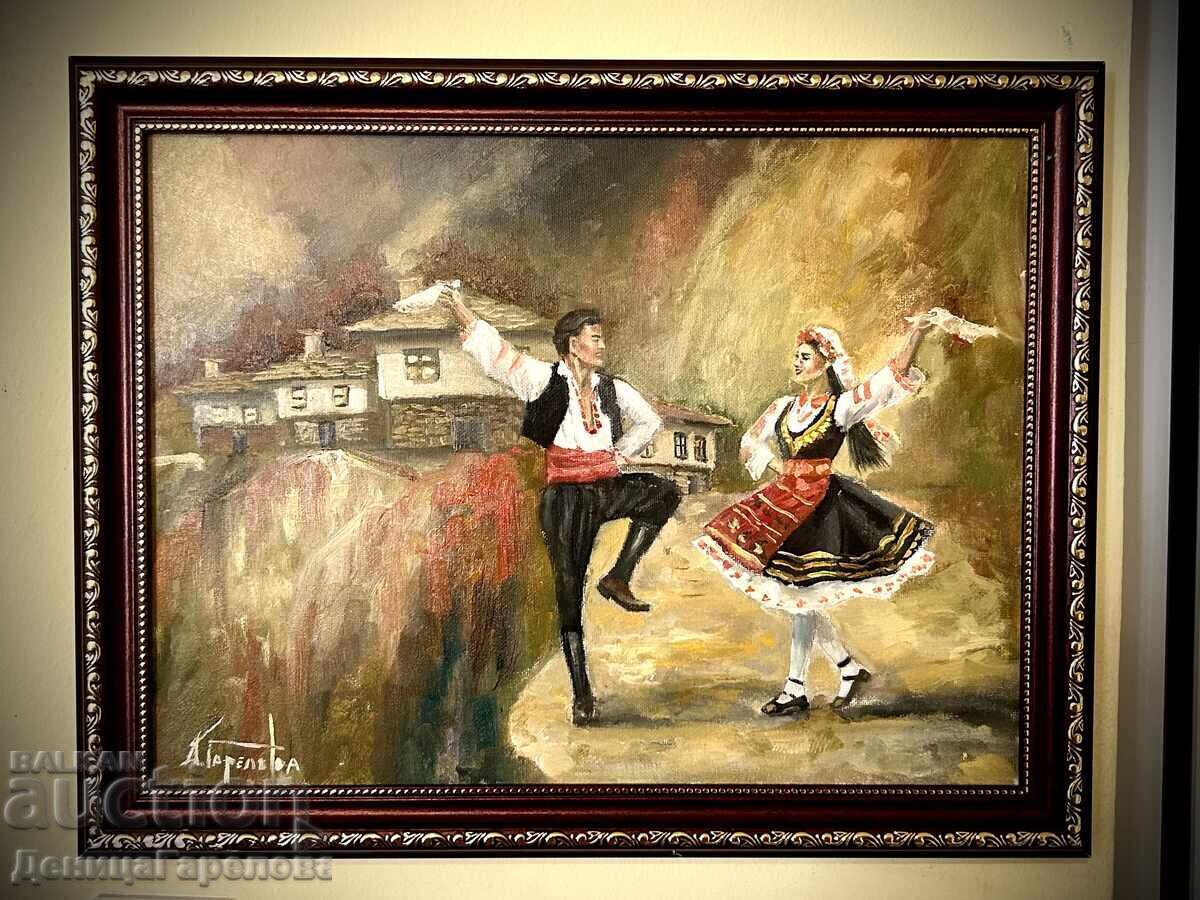 Δενίτσα Γκαρέλοβα πίνακας 30/40 "Λαϊκοί χοροί" με τιμή € 80.00 | 156.47 BGN Δενίτσα Γκαρέλοβα πίνακας 30/40 "Λαϊκοί χοροί" με τιμή € 80.00 | 156.47 BGN