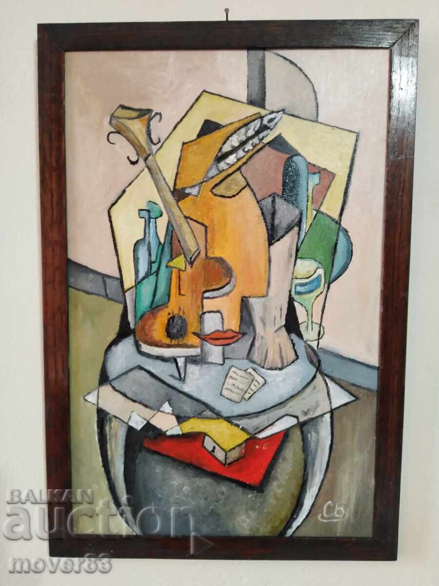 Έργο ζωγραφικής με λάδι. Κυβισμός Έργο ζωγραφικής με λάδι. Κυβισμός