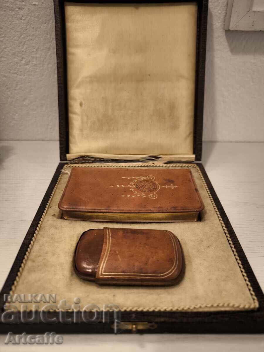 Antique Catholic Prayer Set - Two Metal Covers