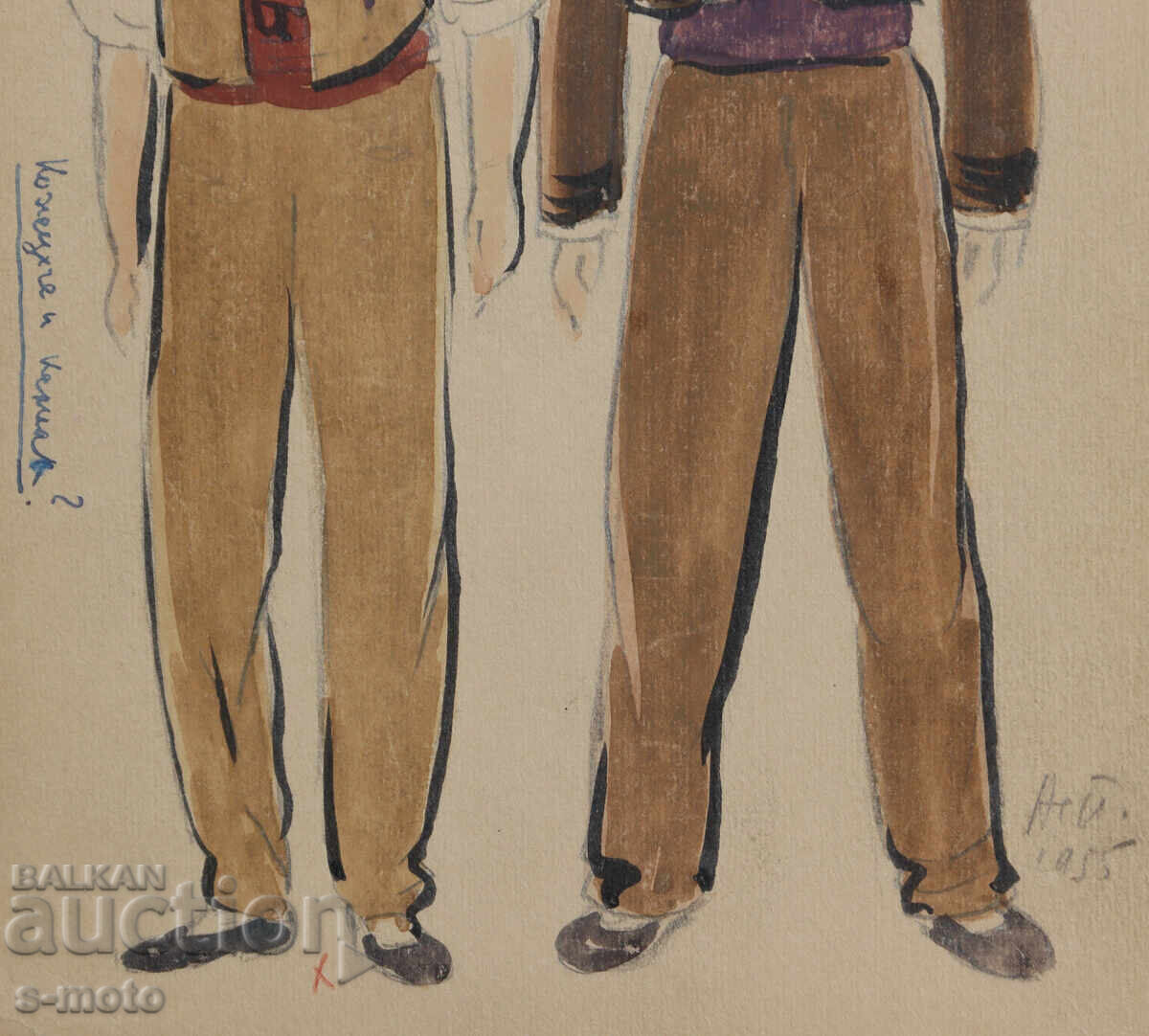 Asen Popov ( 1895 - 1976 ) pictură acuarelă 1955 - 5 Asen Popov ( 1895 - 1976 ) pictură acuarelă 1955 - 5