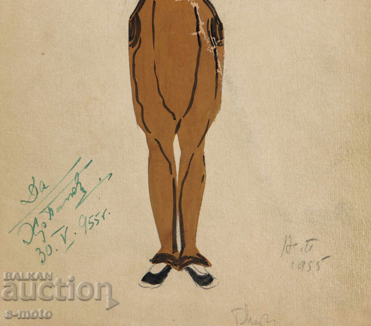 Asen Popov ( 1895 - 1976 ) pictură acuarelă 1955 - 5 Asen Popov ( 1895 - 1976 ) pictură acuarelă 1955 - 5