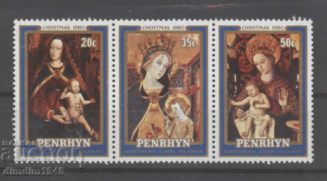 Северни острови Кук 1980 -Коледа, чисти, с оригинално лепилo