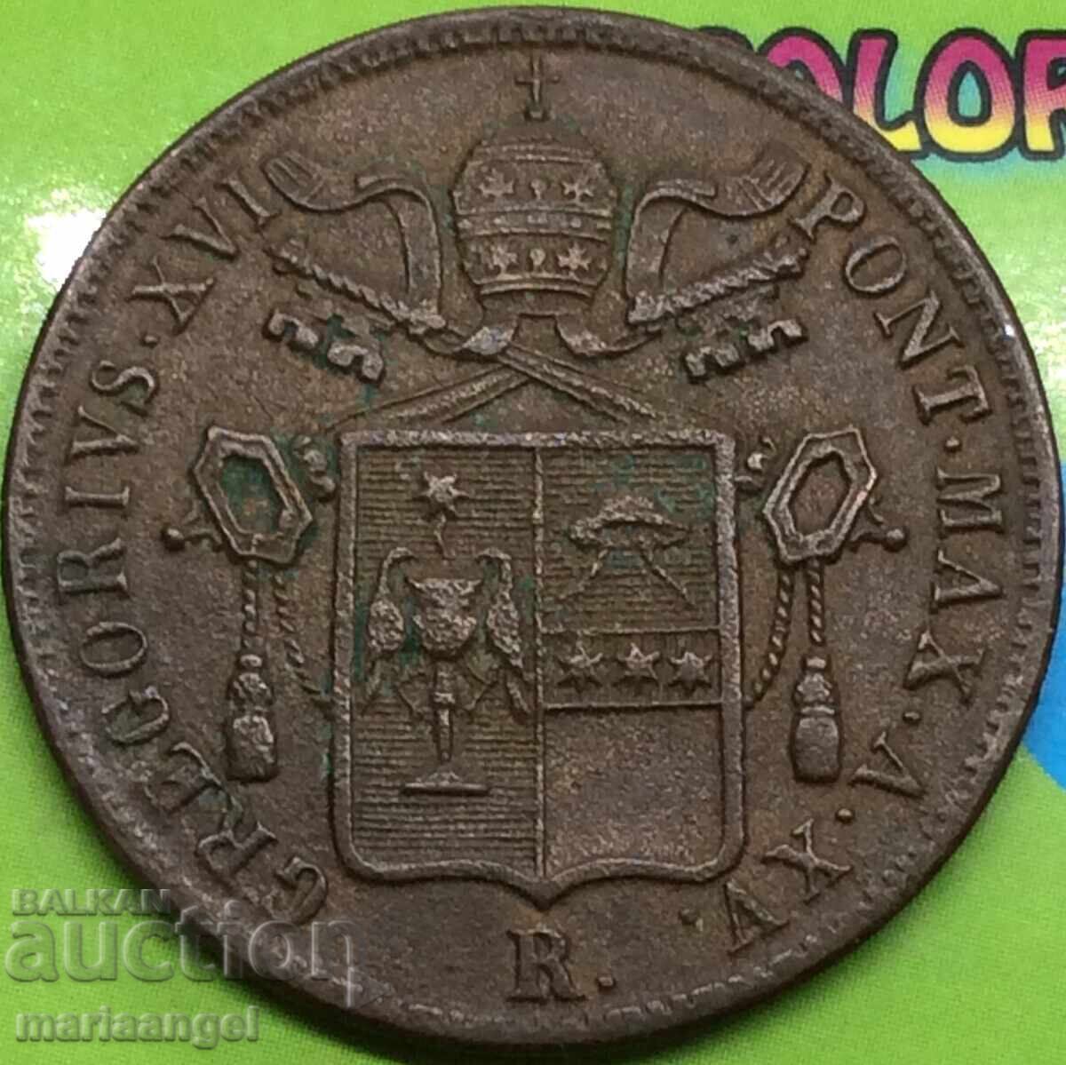 Vatican 1 bayoko 1845 Grigore al XVI-lea 30 mm bronz - 7
