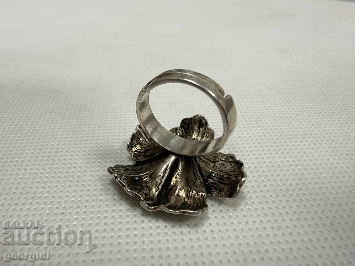 Сребърен пръстен с флорален мотив - Магнолия. №7795 - 6