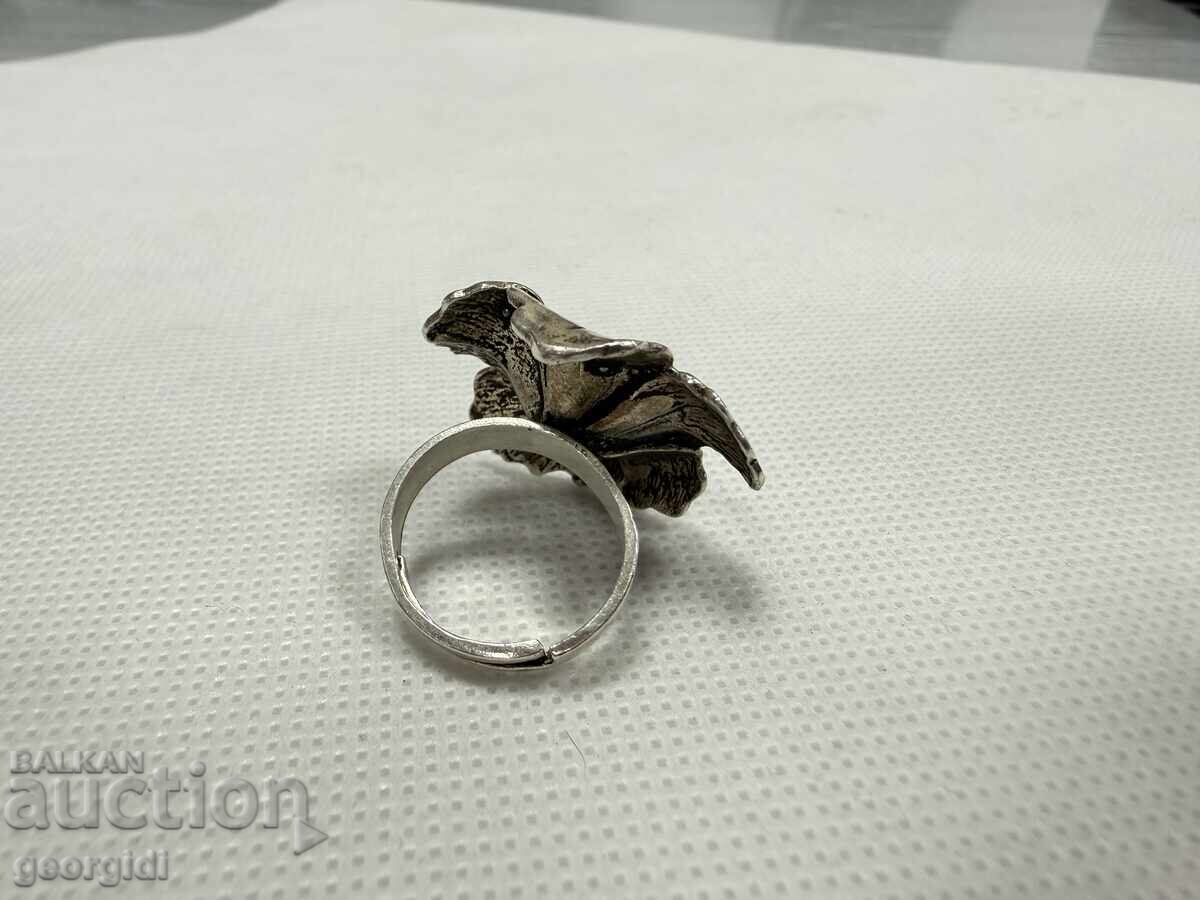 Сребърен пръстен с флорален мотив - Магнолия. №7795 - 7