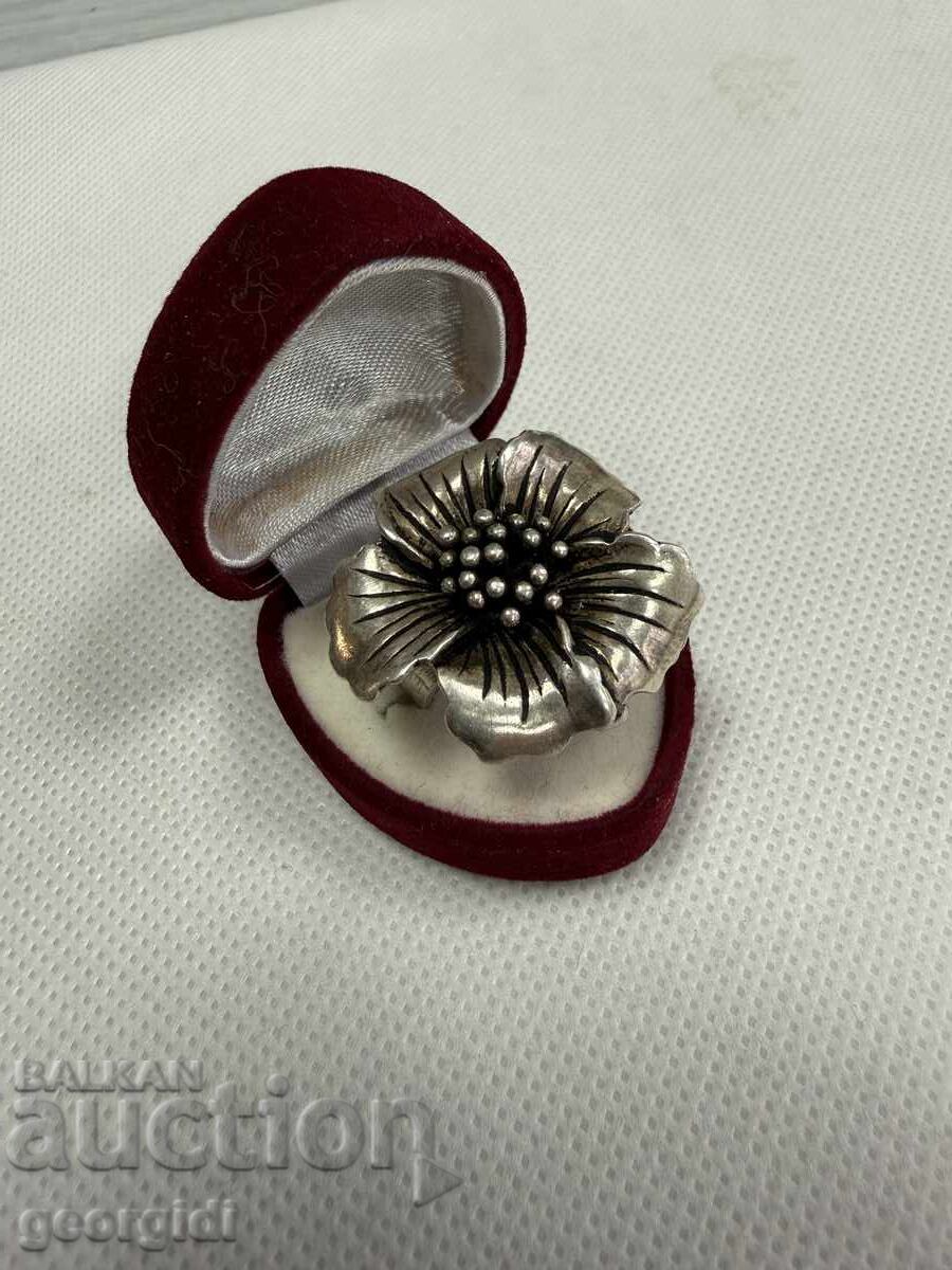 Сребърен пръстен с флорален мотив - Магнолия. №7795