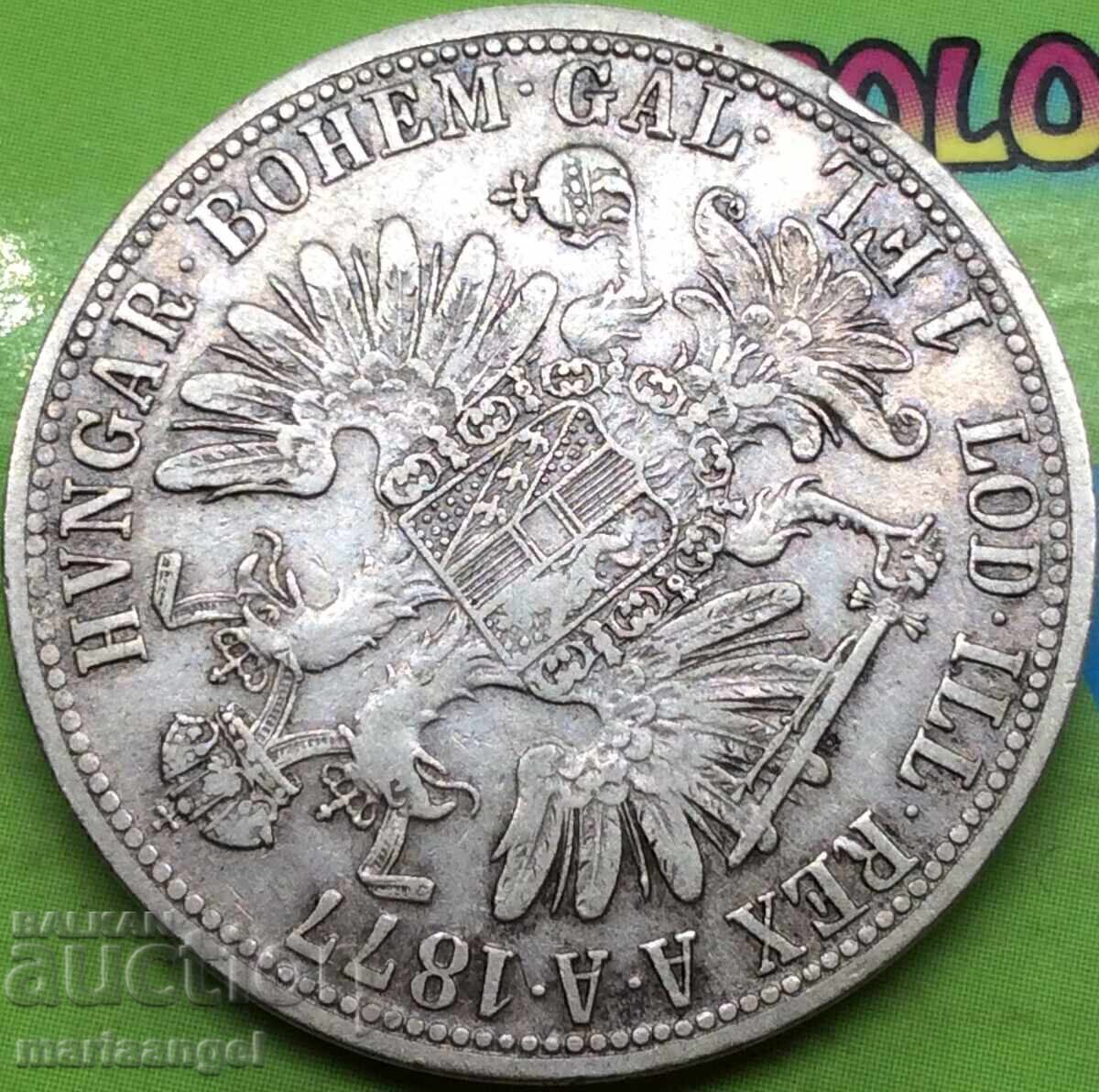 Auction Austria 1 Florin 1877 Franz Joseph Silver - Rare! Auction Austria 1 Florin 1877 Franz Joseph Silver - Rare!