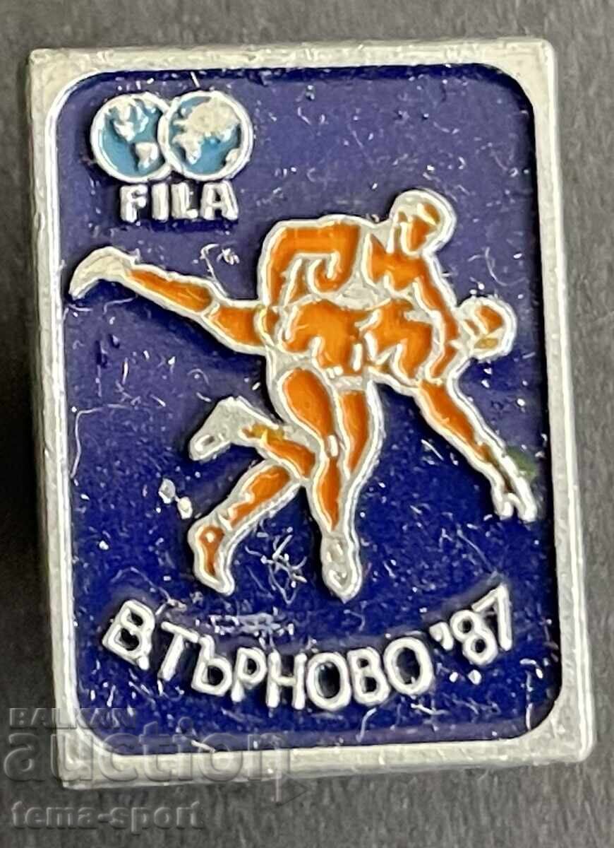1767 България знак Европейско първенство борба Търново 1987г 1767 България знак Европейско първенство борба Търново 1987г