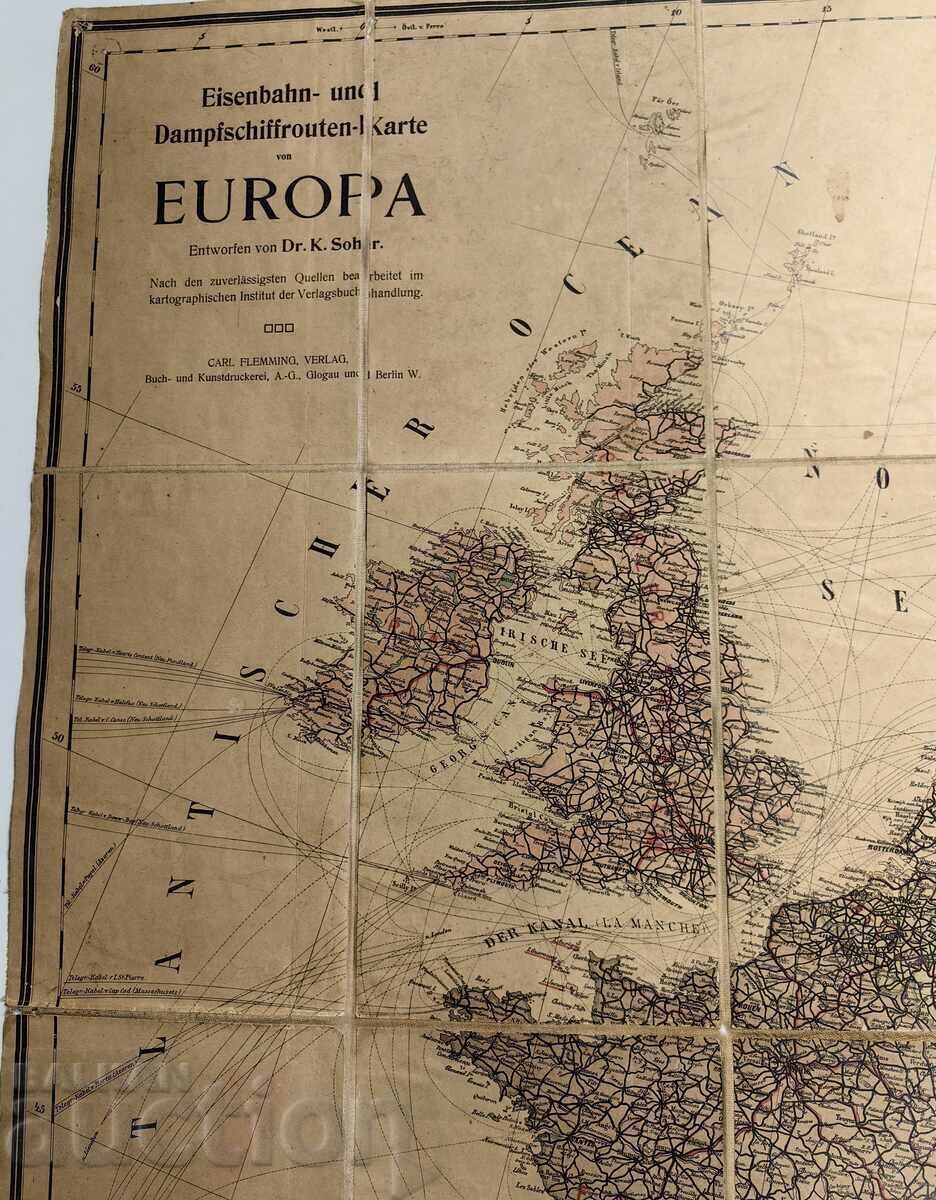 Auction OLD LARGE MAP OF EUROPE - BULGARIA TURKEY AND OTHER Auction OLD LARGE MAP OF EUROPE - BULGARIA TURKEY AND OTHER