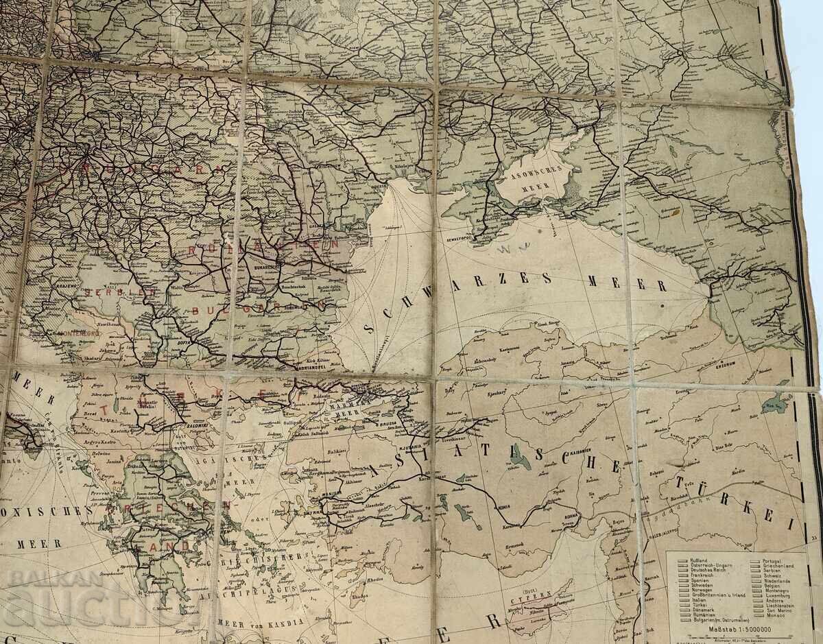OLD LARGE MAP OF EUROPE - BULGARIA TURKEY AND OTHER - 5 OLD LARGE MAP OF EUROPE - BULGARIA TURKEY AND OTHER - 5