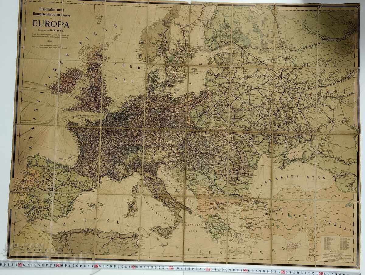 OLD LARGE MAP OF EUROPE - BULGARIA TURKEY AND OTHER OLD LARGE MAP OF EUROPE - BULGARIA TURKEY AND OTHER