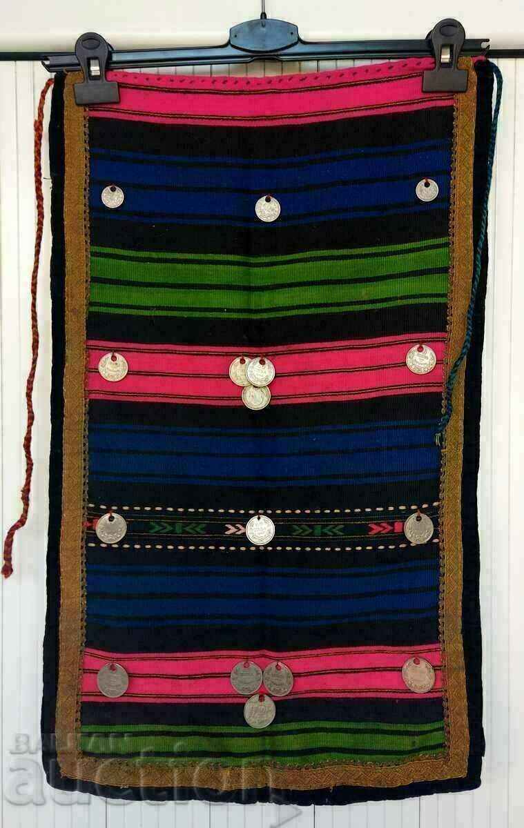 OLD AUTHENTIC COIN EMBELLISHED SILVER APRON COSTUME