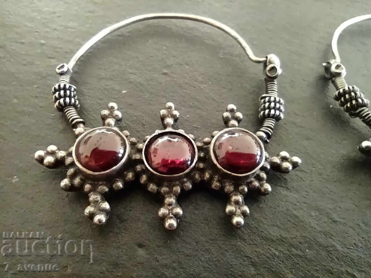 Auction Silver earrings with natural garnet stone, 30.12.25 Auction Silver earrings with natural garnet stone, 30.12.25