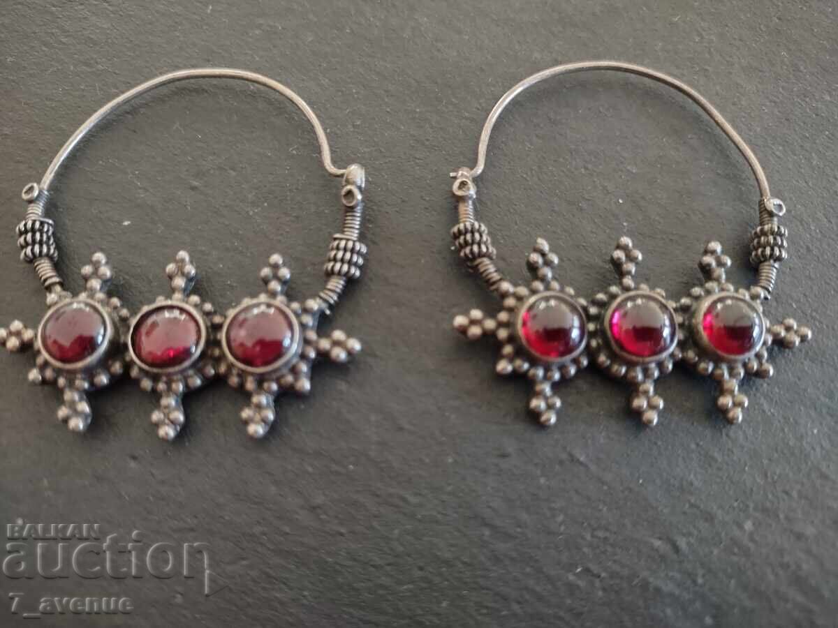 Silver earrings with natural garnet stone, 30.12.25 Silver earrings with natural garnet stone, 30.12.25