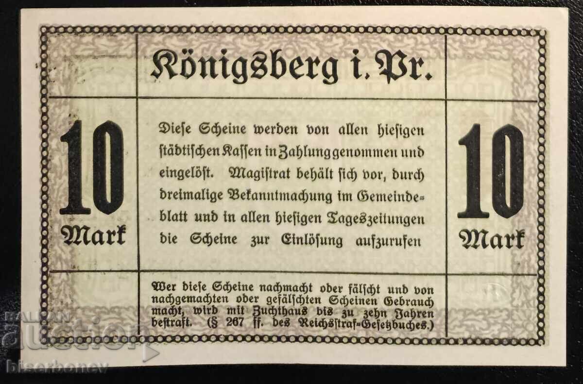 Γερμανία, Γερμανία, 10 μάρκα Κένιγκσμπεργκ (Καλίνινγκραντ), UNC με τιμή € 58.00 | 113.44 BGN Γερμανία, Γερμανία, 10 μάρκα Κένιγκσμπεργκ (Καλίνινγκραντ), UNC με τιμή € 58.00 | 113.44 BGN