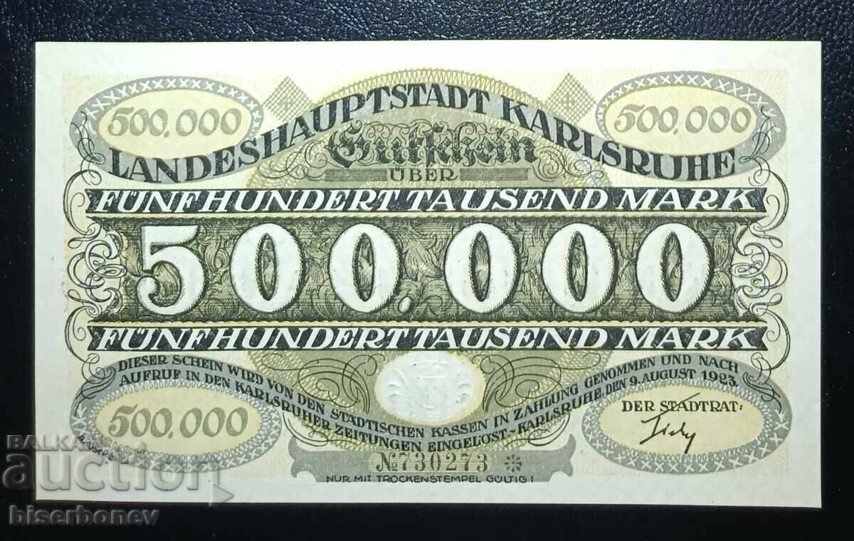 Germany, Germany, 500,000 Mark Karlsruhe, 1923, UNC with price € 8.50 | 16.62 BGN