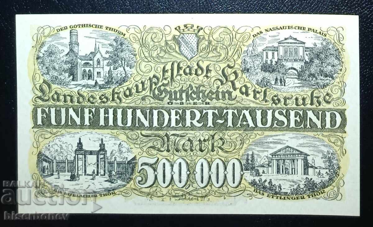 Germany, Germany, 500,000 Mark Karlsruhe, 1923, UNC