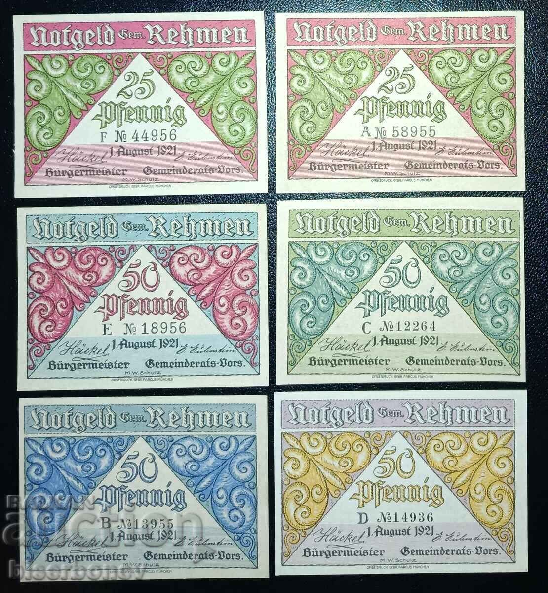 Germania, Germania, 2 x 25 și 4 x 50 pfennig, 1821, UNC Germania, Germania, 2 x 25 și 4 x 50 pfennig, 1821, UNC