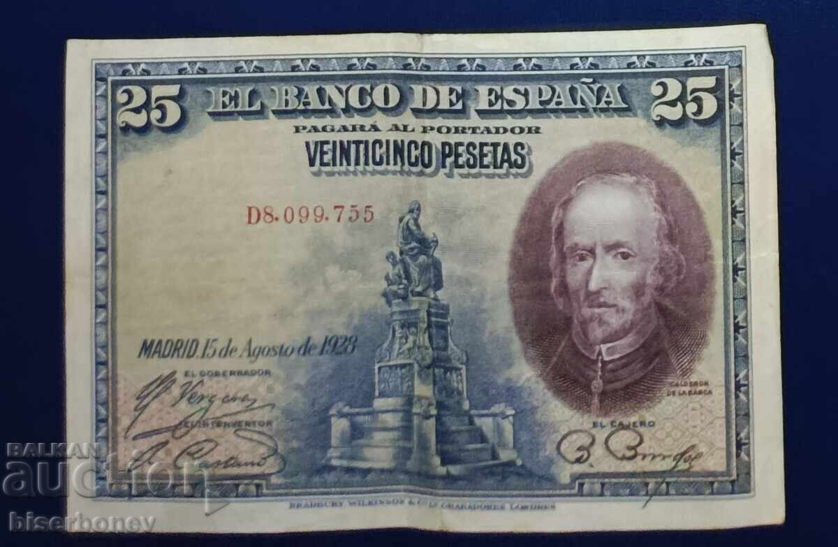 Spain, Испания, 25 песети 1928 г, VF/XF