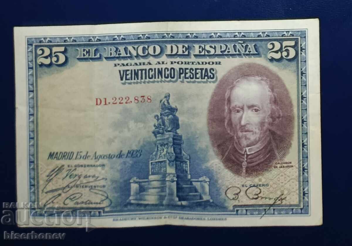 Spania, Spania, 25 pesete 1928, VF Spania, Spania, 25 pesete 1928, VF