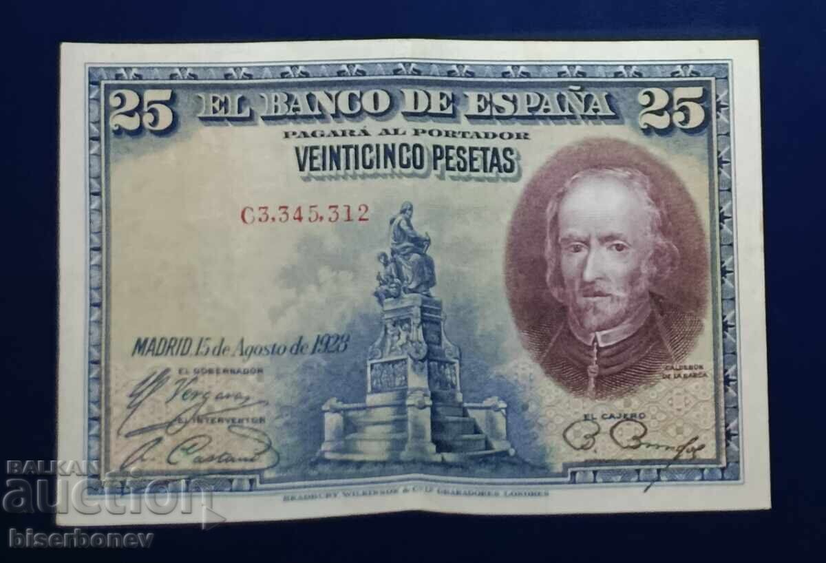 Spain, Испания, 25 песети 1928 г, VF