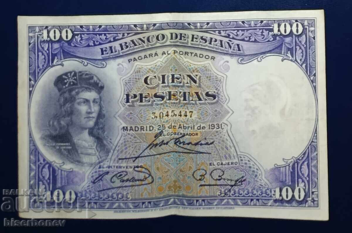 Spania, Spania, 100 pesete 1931, VF/XF