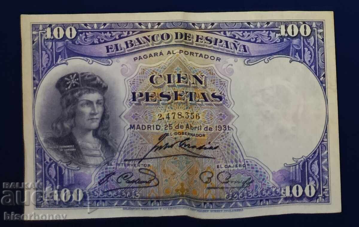 Spania, Spania, 100 pesete 1931, VF/XF