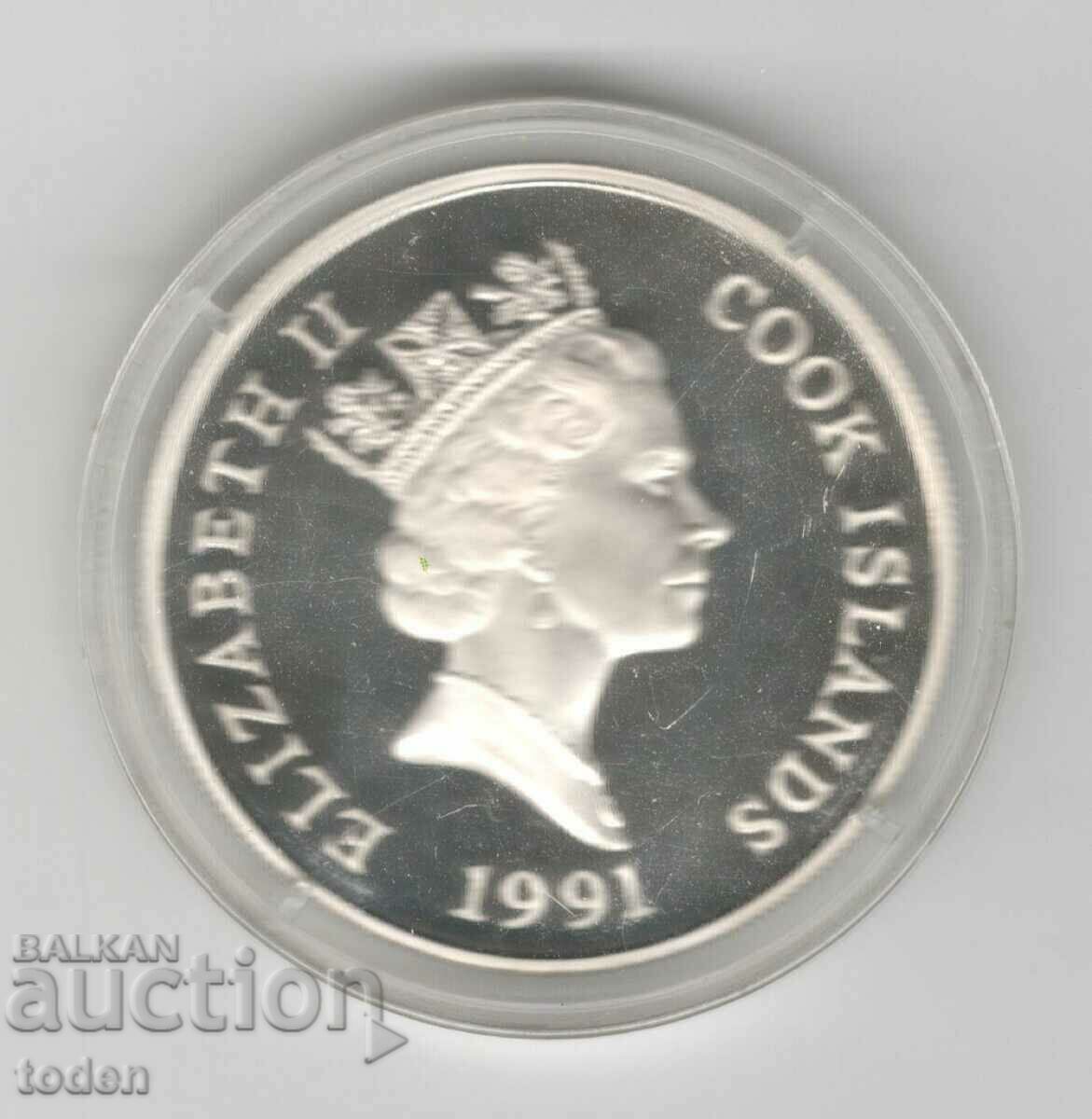 Παράδοση Νήσοι Κουκ-50 δολάρια-1991-KM# 119-Peregrine Falcon-Silver