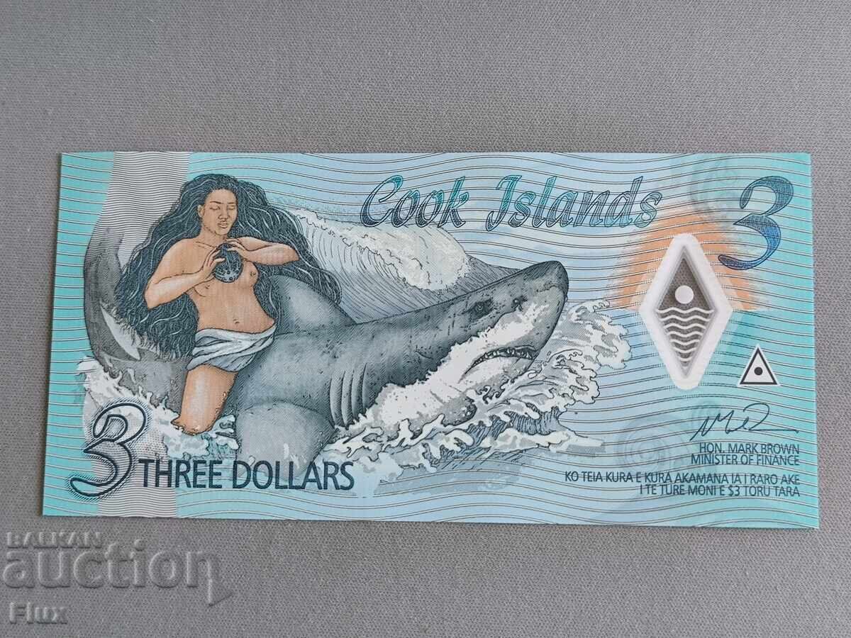 Bancnotă - Insulele Cook - 3 dolari UNC | 2021 Bancnotă - Insulele Cook - 3 dolari UNC | 2021