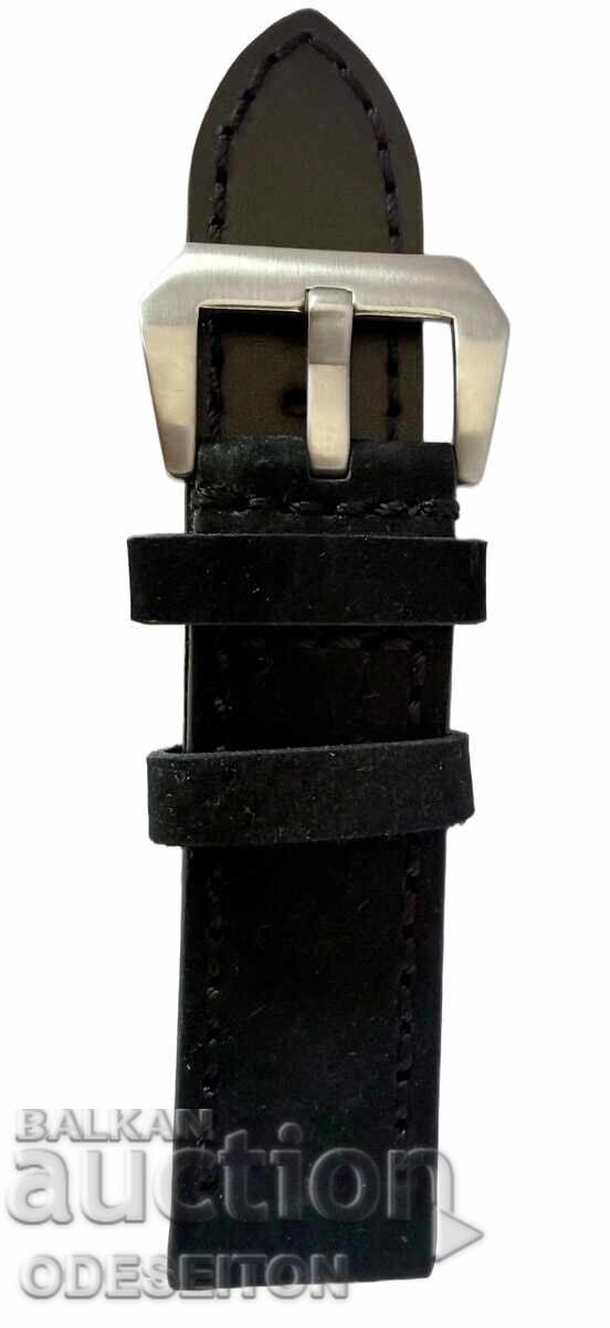 Luxury Leather Strap 24mm Steel Buckle Panerai Style