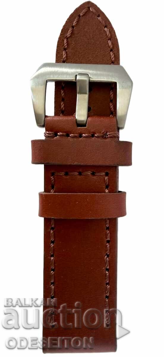 Luxury Leather Strap 24mm Steel Buckle Panerai Style Luxury Leather Strap 24mm Steel Buckle Panerai Style