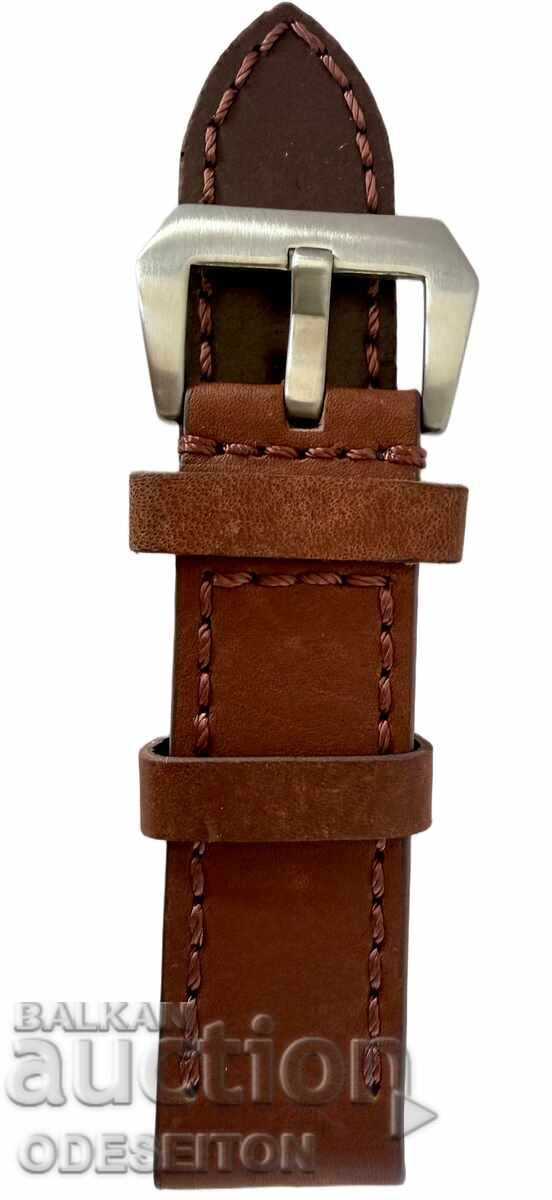 Luxury Leather Strap 24mm Steel Buckle Panerai Style Luxury Leather Strap 24mm Steel Buckle Panerai Style