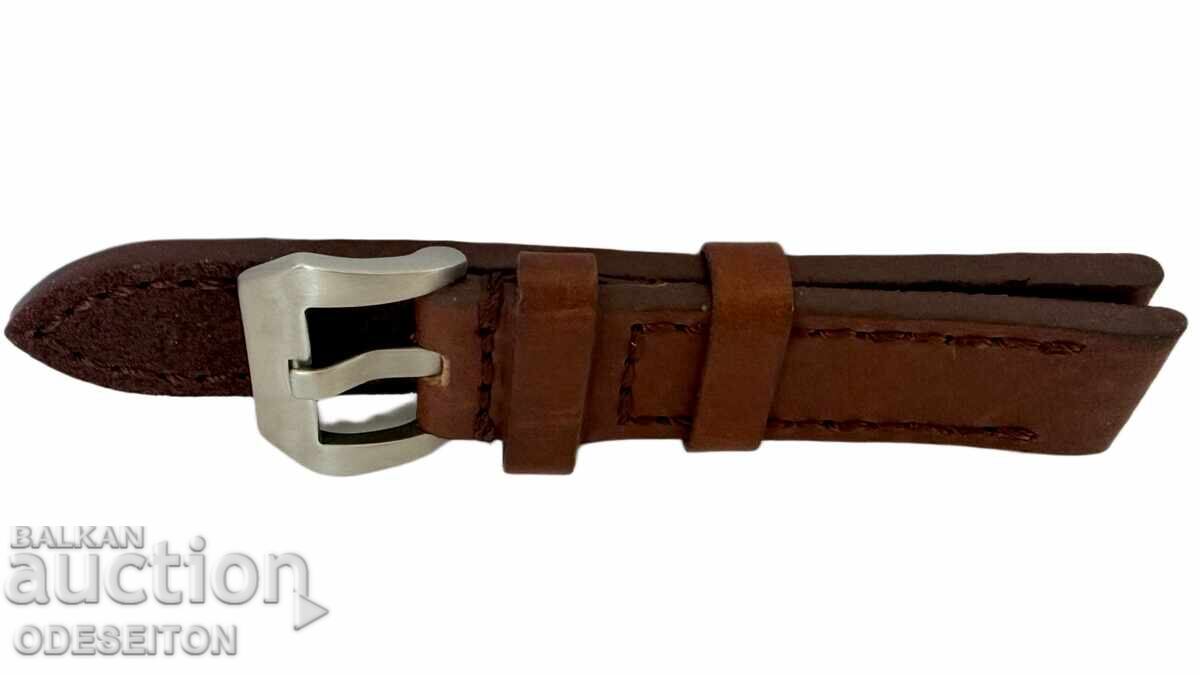 Δημοπρασία Λουξ Δερμάτινο Λουράκι 20 χιλ. Ατσάλινη Αγκράφα Στυλ Panerai