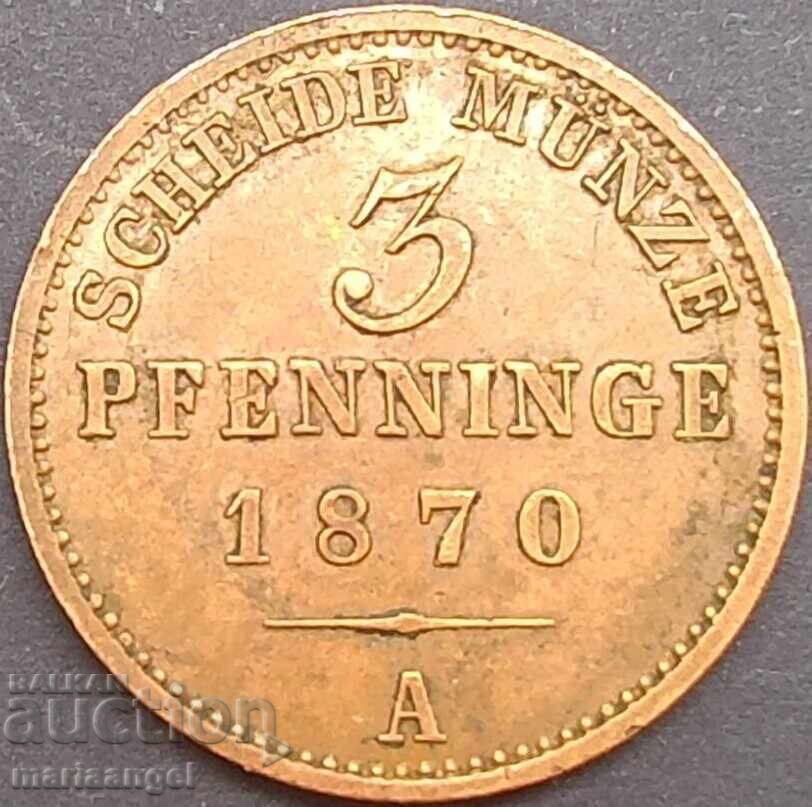 Livrarea Prusia 3 pfennig 1870 Germania 24mm cupru Livrarea Prusia 3 pfennig 1870 Germania 24mm cupru