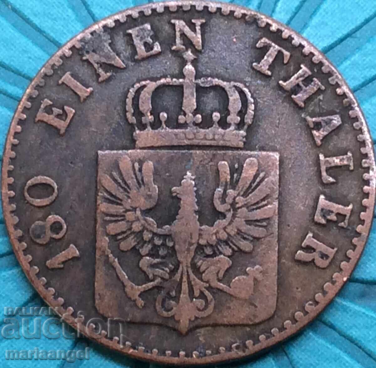 2 пфенига 1853 Прусия Германия медна монета - 5