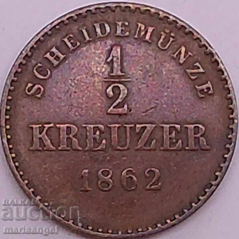 Licitație 1/2 kreĭtser 1862 Germania Württemberg RAR Licitație 1/2 kreĭtser 1862 Germania Württemberg RAR