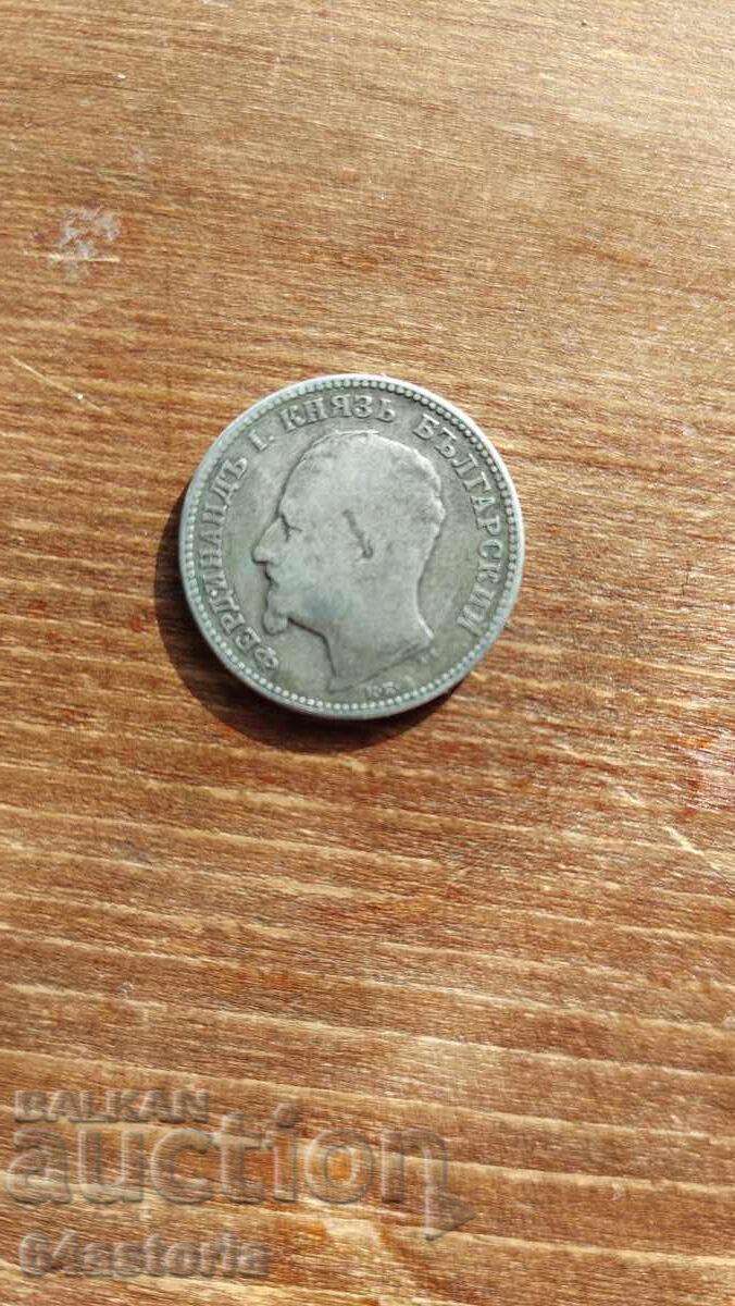 1 lev, bŭlgarsko srebŭrno moneta, knyazhestvo, φερδινάνδος - 5 1 lev, bŭlgarsko srebŭrno moneta, knyazhestvo, φερδινάνδος - 5