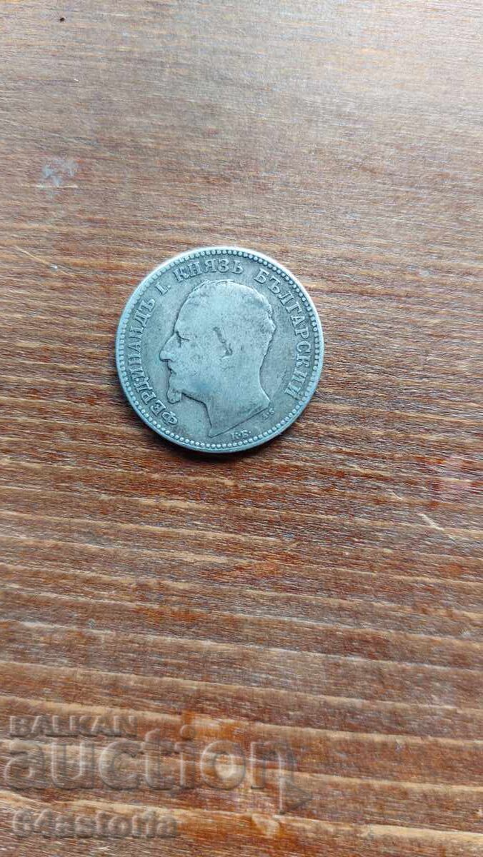 1 lev, bŭlgarsko srebŭrno moneta, knyazhestvo, φερδινάνδος - 6 1 lev, bŭlgarsko srebŭrno moneta, knyazhestvo, φερδινάνδος - 6