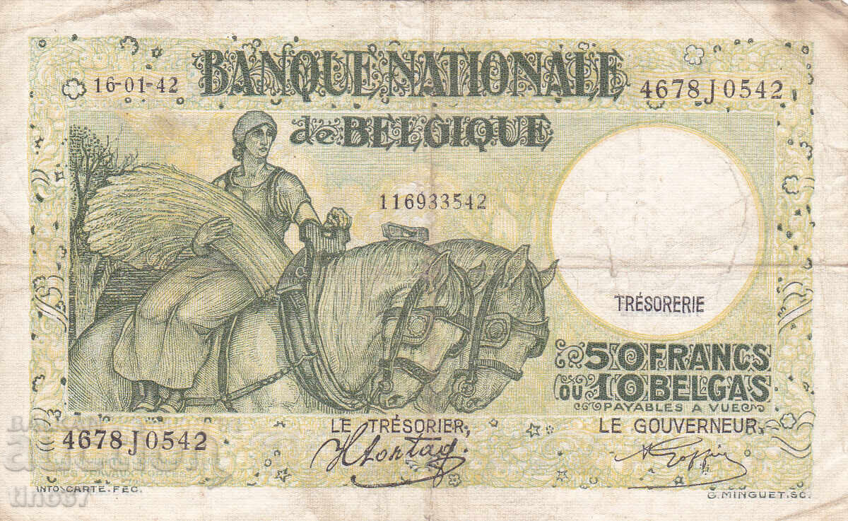tino37- БЕЛГИЯ - 50 ФРАНКА - 1942г с цена € 9.70 | 18.97 лв.