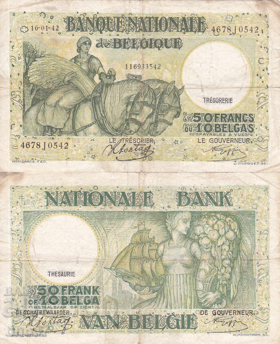 tino37- БЕЛГИЯ - 50 ФРАНКА - 1942г