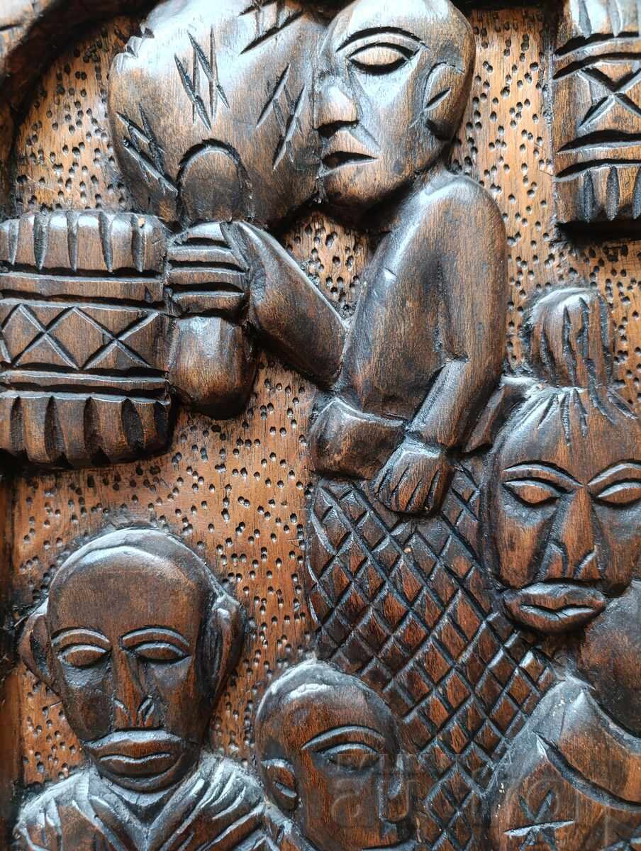 Panou african vechi, sculptat în lemn - 5 Panou african vechi, sculptat în lemn - 5