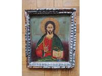 Χειροποίητη, πολύ παλιά εικόνα του Ιησού Παντοκράτορα